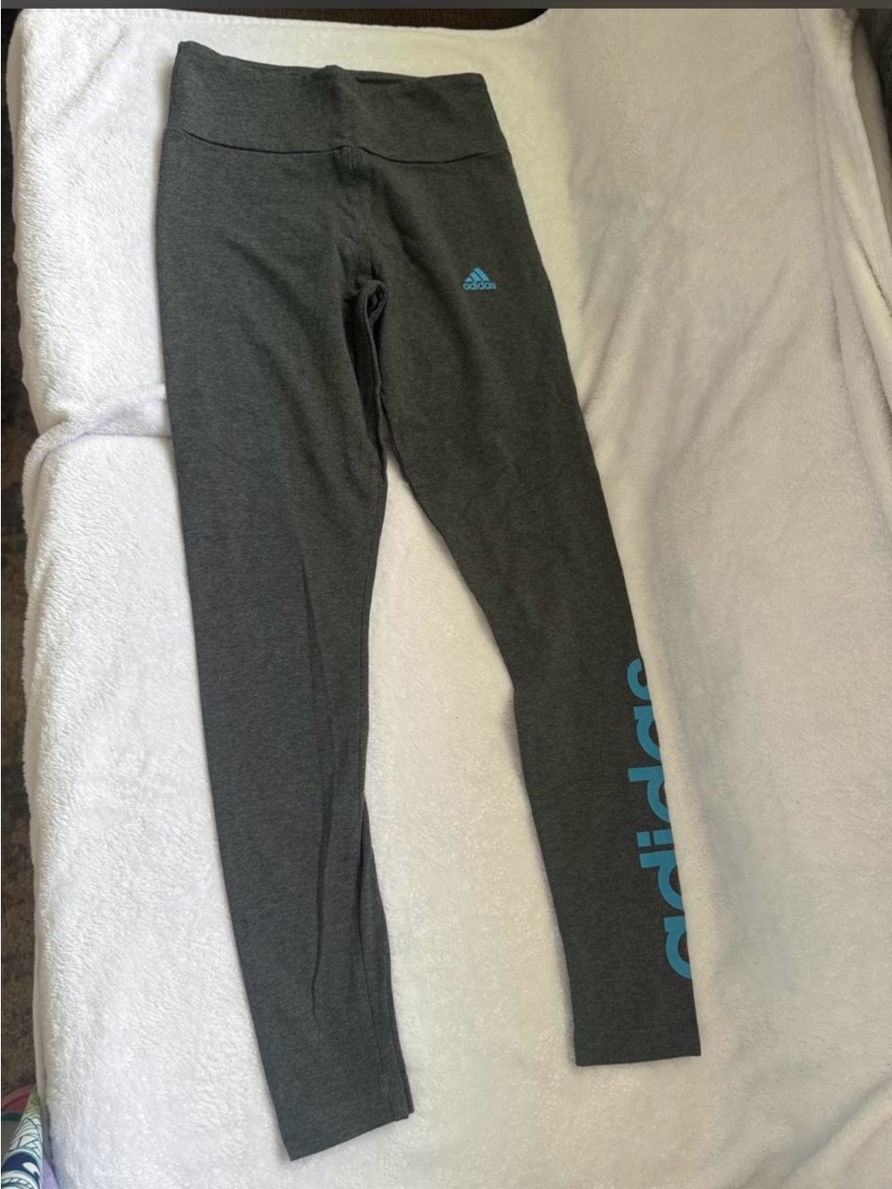 adidas  Charcoal Leggings with Blue Logo